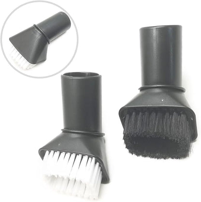 Round Vacuum Brush Set,Vacuum Dust Brush for Karcher WD2 WD3 WD4 WD5 Models, Dual Bristle Suction Brushes for Upholstery Carpet Dashboard Interior Cleaning with 32-35mm Adapter