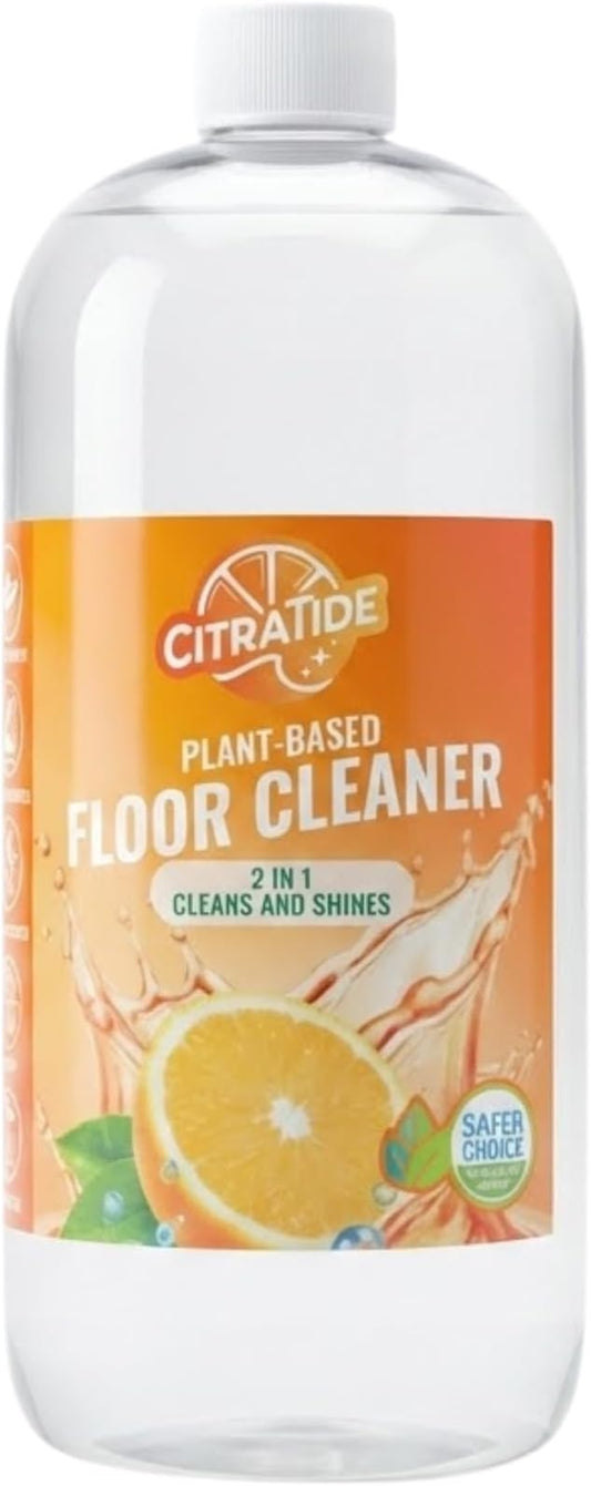 Hardwood Floor Cleaner and Polish Restorer – Heavy Duty Plant-Based Cleaning & Conditioning Citrus Formula for Tile, Wood, Laminate & Vinyl Floors – Non-Toxic, Streak-Free, Safe for Kids & Pets
