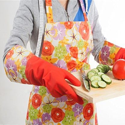 Kitchen Rubber Cleaning Gloves with Warm Lining Household Thickening PU Waterproof Dishwashing Latex Glove Large 2 Pairs