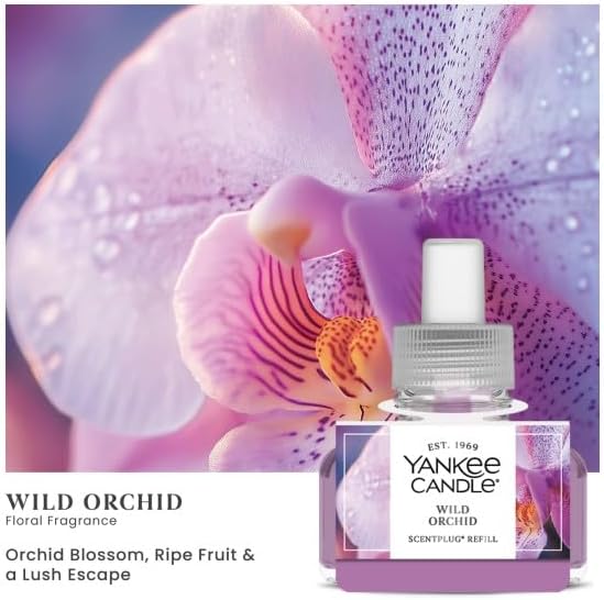 Yankee Candle ScentPlug Refill for Plug in Air Fresheners, Scented Oil Refills, Long Lasting Home Fragrance, Wild Orchid (Pack of 4)