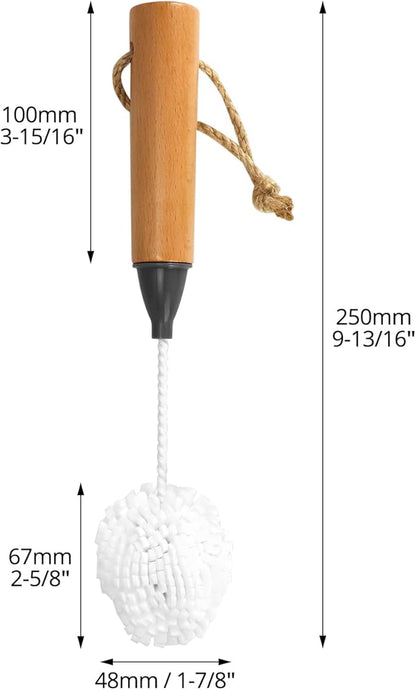QWORK Whiskey Tasting Glass Brush - 3-Pack Natural Beech Wood Grips Foam Brush Cleaning Brushes