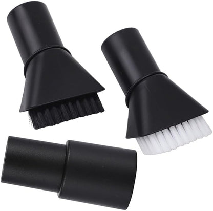 Round Vacuum Brush Set,Vacuum Dust Brush for Karcher WD2 WD3 WD4 WD5 Models, Dual Bristle Suction Brushes for Upholstery Carpet Dashboard Interior Cleaning with 32-35mm Adapter