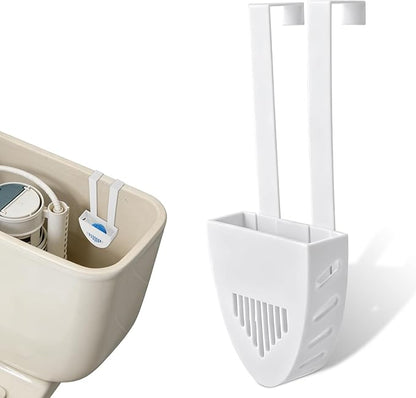 Toilet Tank Cleaning Tablet Holder, 17.8x7.5cm/7.01x2.95in White Plastic Hanging Cleaning Tablet Caddy Brackets Fits Most Standard Toilet Tanks Easy to Install