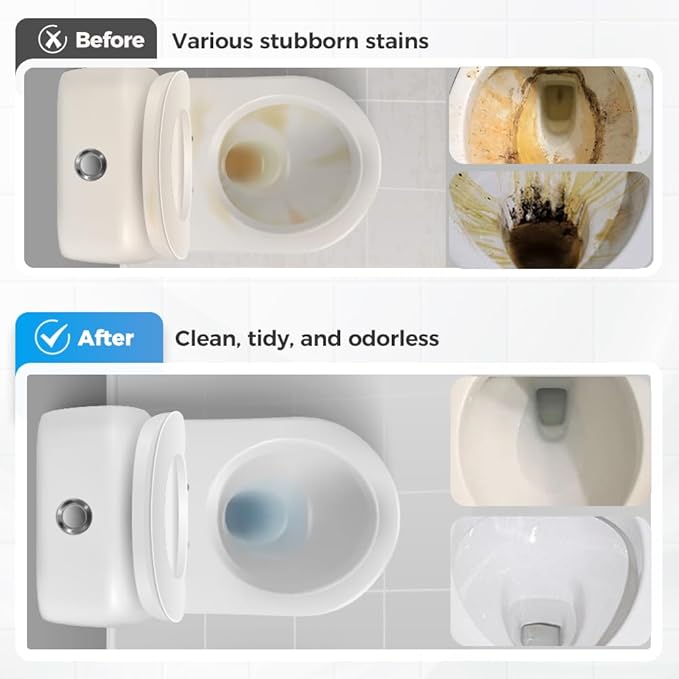 Disposable Toilet Cleaning System: Toilet Brush & Holder Kit with 18PCS Pre-Soaked Cleaner Wall-Mount Scrubbing Toilet Brush Bathroom Cleaning Kit (White)