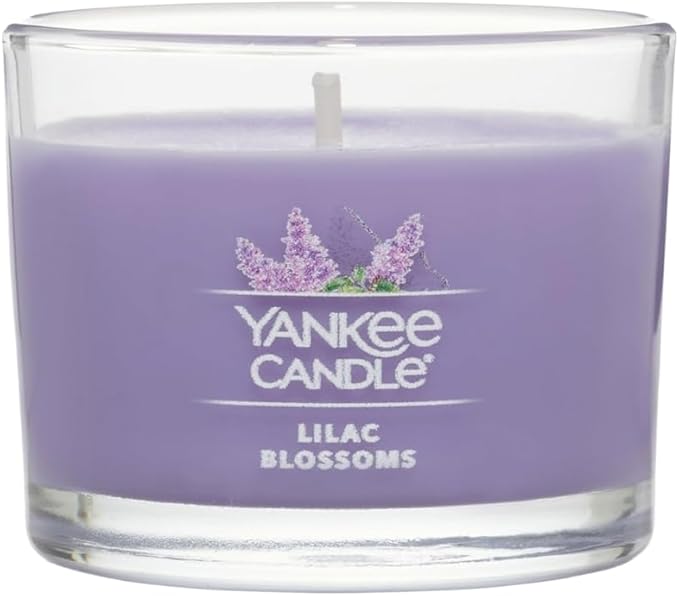 Yankee Candle Lilac Blossoms Scented Mini Jar Candles, 1.3 oz Small Glass Jar Candles, 10-Hour Burn Time, Purple Floral Home Fragrance, for Gifts and Decor (Pack of 12)