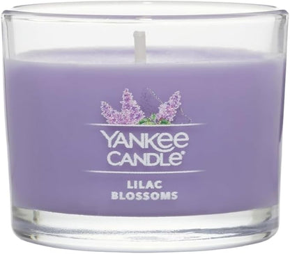 Yankee Candle Lilac Blossoms Scented Mini Jar Candles, 1.3 oz Small Glass Jar Candles, 10-Hour Burn Time, Purple Floral Home Fragrance, for Gifts and Decor (Pack of 12)