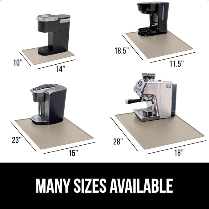 GORILLA GRIP Silicone Coffee Mat, Espresso Machine Bar Accessories, Keep Kitchen Counters Clean, Stays in Place, Waterproof and Heat Resistant Dish Drying Mats, Home Decor Essentials, 11.5x18.5 Almond