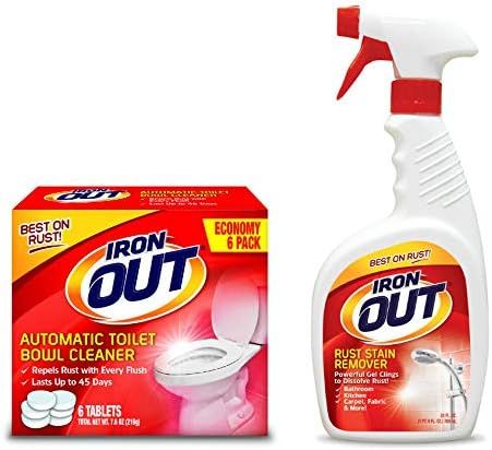 Iron Out Automatic Toilet Bowl Cleaner, 6 Tablets, and Rust Stain Remover Gel Spray