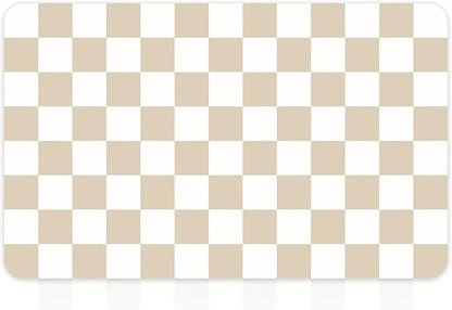12" x 20" Checkered Dish Drying Mat for Kitchen Counter, Absorbent Coffee Bar Mat for Espresso Machine Coffee Countertops Accessories (Khaki)