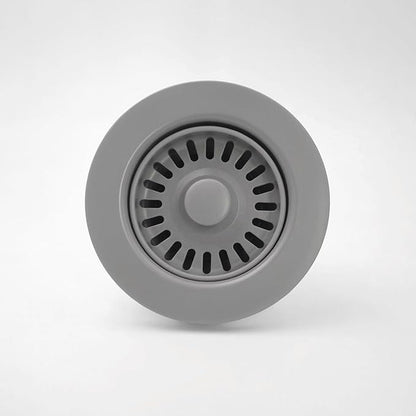 3-1/2 Inch Polymer Slate Gray Sink Drain Assembly with Basket Strainer and Stopper for Quartz, Granite or Fireclay Kitchen Sinks