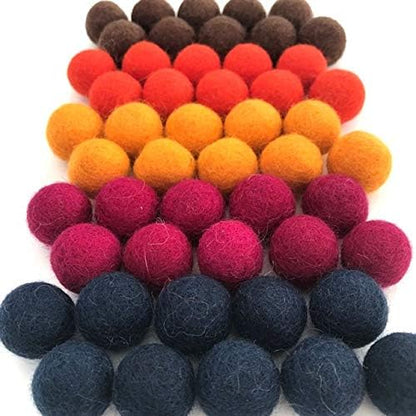 Happy Harvest Wool Felt Balls - 100% Handmade Pom Poms - (50) Pure New Zealand Wool Felt Balls - DIY Pompoms - Approximately 1" Size - Drawstring Muslin Bag