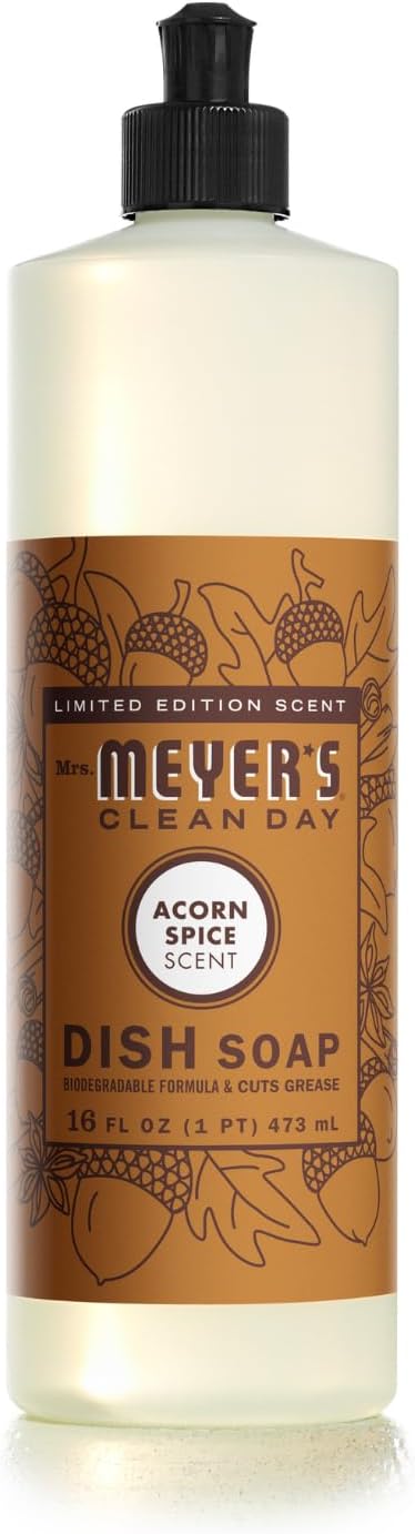 Mrs. MEYER'S CLEAN DAY Liquid Dish Soap 3 Pack Variety, Acorn Spice, Apple Cider, Fall Leaves, 16 OZ Each, 1 CT