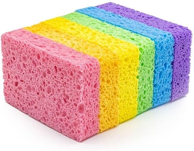 6 - Pack Non-Scratch Scrub Sponges - Sponges for Dishes and Washing Dishes, Cleaning Sponges for Kitchen Home Office, Magical 3D DIY Art and Craft Suppliers（Green）