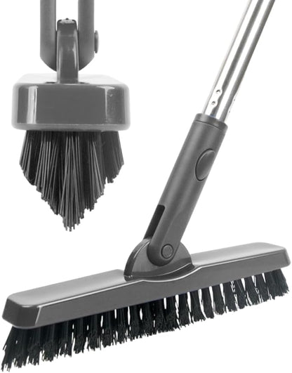 CELOX Grout Brush with Long Handle, 180°Rotation Tile Grout Cleaning Brush, Gray