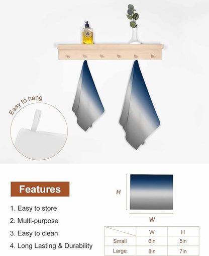 6 Pack Abstract Kitchen Dish Cloths, Blue Grey Gradient Modern Art Dishcloths for Kitchen, Reusable Paper Towels, Super Absorbent Quick Drying Washcloths Cleaning Wipes, 6x5 inch