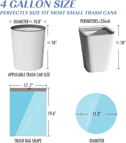 JOYEUX 4 Gallon Small Trash Bags, No-Tearing Drawstring Garbage Bags for Bathroom Kitchen, Beachside Breeze Scent, 60 Count