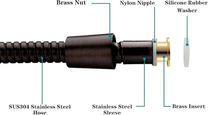 BRIGHT SHOWERS Shower Hose For Hand Held Shower Heads, 69 Inches Cord Extra Long Stainless Steel Hand Shower Hose, Ultra-Flexible Replacement Part with Brass Insert, Oil Rubbed Bronze