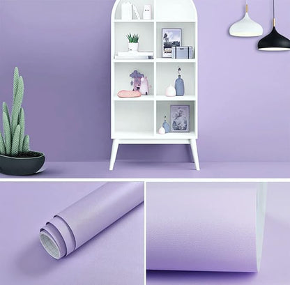 118"x17.7" Purple Wallpaper Solid Color Peel and Stick Wallpaper Purple Contact Paper Solid Color Self-Adhesive Removable Wall Paper for Wall Furniture Cabinet Covering Vinyl Rolls