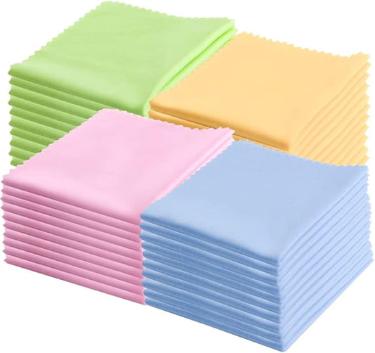 100Pack Mixed Colors Microfiber Cleaning Cloths Eyeglasses Cleaning Cloth for Eyeglasses Phone Screens Camera Lens and Any Other Delicate Surfaces Cleaner(5.5 x 5.5 Inch)