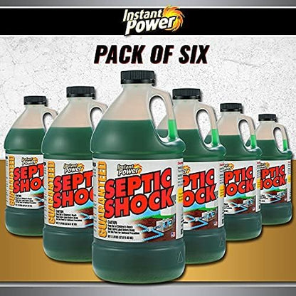 Instant Power Septic Shock – Septic Tank Treatment, Drain Cleaner Liquid Clog Remover for Septic System, Drain Defense for RVs – 67.6 Fl Oz 6 Pack