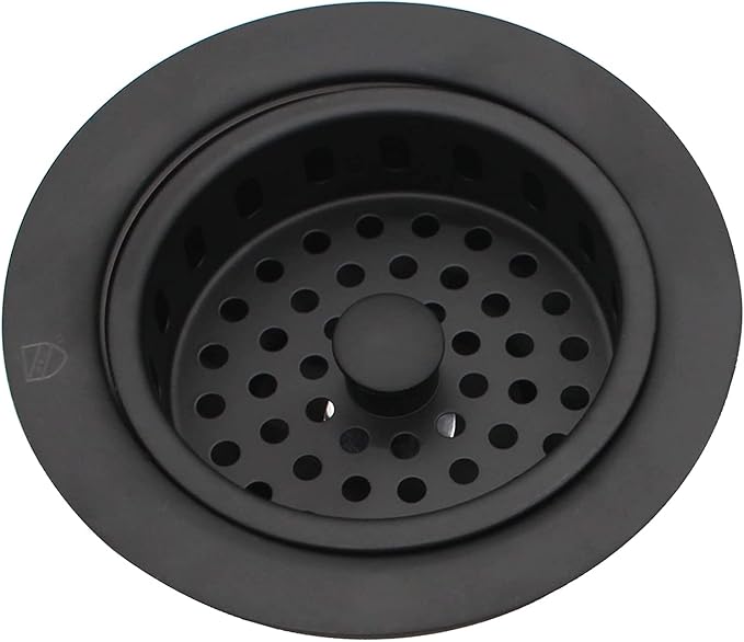 Westbrass A214-62 3-1/2" Post Style Large Kitchen Sink Basket Strainer, Matte Black