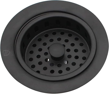 Westbrass A214-62 3-1/2" Post Style Large Kitchen Sink Basket Strainer, Matte Black