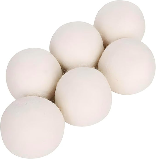 6 Pack Felt Dryer Balls – Wool Dryer Balls for Reducing Drying Time, Eliminating Static & Wrinkles, Removing Lint, Pet Hair, Odors – Reusable Cat Toy Included (Non-Food Use)