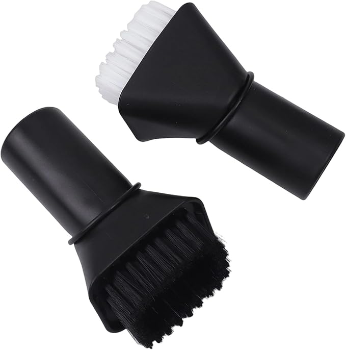 Round Vacuum Brush Set,Vacuum Dust Brush for Karcher WD2 WD3 WD4 WD5 Models, Dual Bristle Suction Brushes for Upholstery Carpet Dashboard Interior Cleaning with 32-35mm Adapter