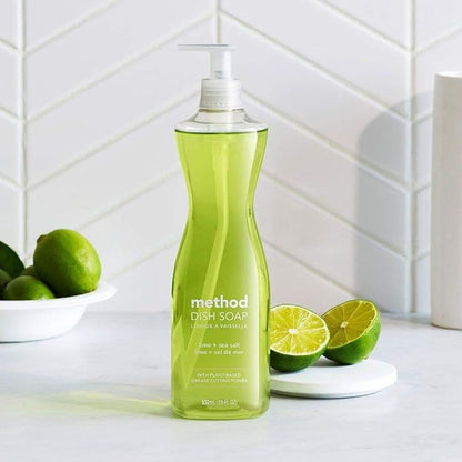 Method Dish Soap, Lime + Sea Salt, Tough on Grease, 18 Fl Oz (Pack of 2)