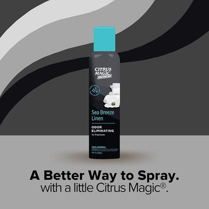 Citrus Magic On The Go Odor Eliminating Air Freshener Spray for Auto, Sea Breeze Linen, 8-Ounce, Pack of 2