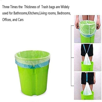 Small Trash Bag, 2.6 Gallon Garbage Bags Bathroom Trash can Liners for Bedroom Home Kitchen 80 Counts,2 Gallon Trash Bag with Blue Drawstring, White Bags