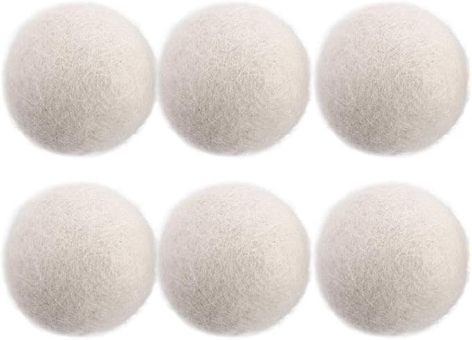 Generic Reusable Wool Dryer Balls Fabric Softener Ball Wool Laundry Ball Reducing Clothing Wrinkles,Saving Drying Time and Fabric Fluffier(6 pcs-no Pattern), AM17CD0AED3US*3