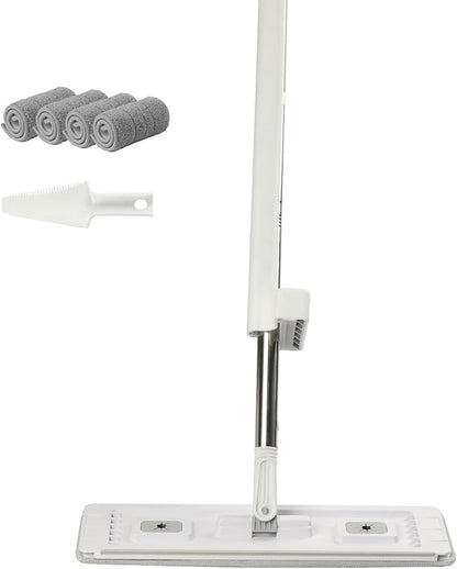 VEVOR Flat Mop, Self Wringing, Microfiber Floor Cleaner with 4 Reusable & Washable Pads for Dry & Wet Floor Cleaning, Microfiber Flat Mop with Stainless Steel Handle for Hardwood Laminate Tile Vinyl