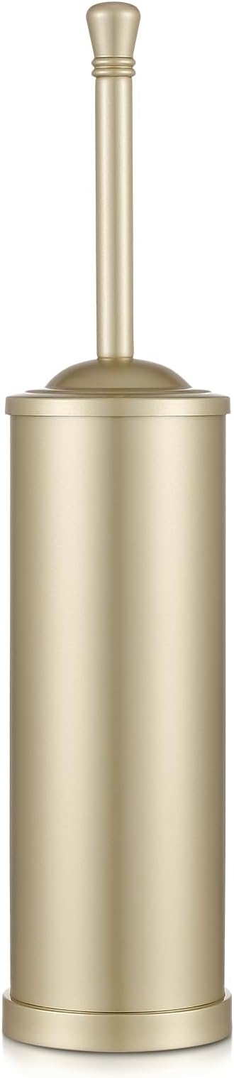 Gold Toilet Brush and Holder Set,304 Stainless Steel Toilet Bowl Brush and Holder for Bathroom,Heavy Duty Toilet Brush,Durable Scrubbing Bristles,Splash Resistant,Long Handle
