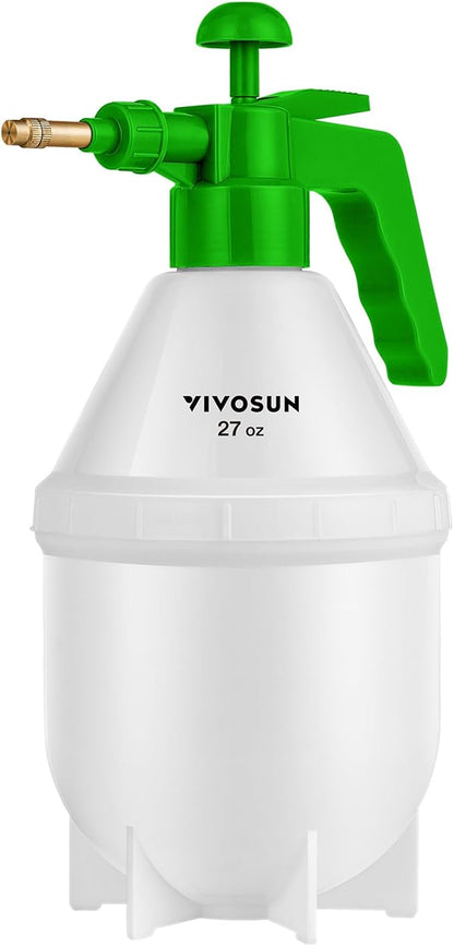 VIVOSUN 27oz Pump Sprayer, Handheld Garden Water Sprayer Bottle with Adjustable Brass Nozzle, for Spraying Plants, Flowers, Weeds and Cleaning, Green