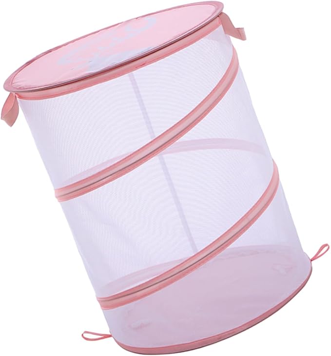 Outanaya Collapsible Laundry Hamper Handles Foldable Mesh Storage Basket for Clothes Toys and More Lightweight and Portable Organizer Macaron Color for Bedroom Bathroom and Dorm Use