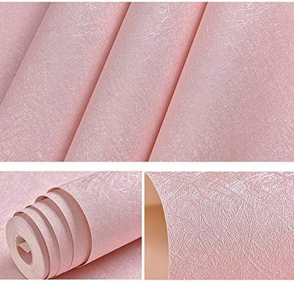 Cohoo Home 512inL 15.7inW Silk Pink Wallpaper Peel and Stick Contact Paper Pink Textured Silk Wallpaper for Bedroom Self Adhesive Removable Wall Sticky Paper Girls Room Drawer Liner Waterproof