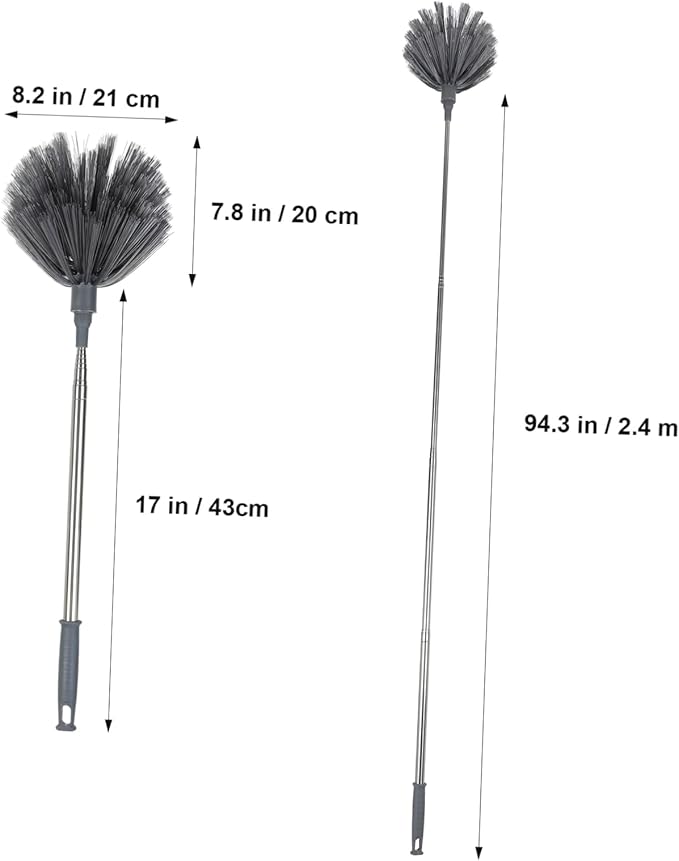 HEALLILY Ceiling Fan Duster Extendable Pole Cleaning Heads Web Remover for Indoor Outdoor Cleaning