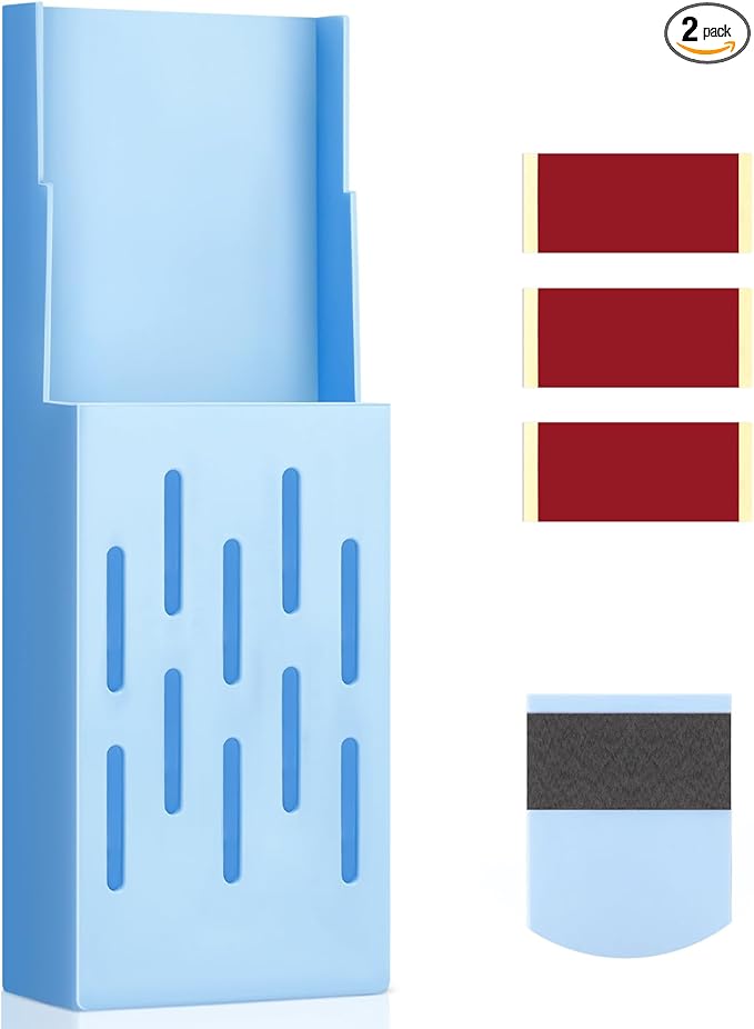 Weysat 2 Sets Toilet Tank Carrier with Adhesive Backing 3.2 x 9 Inch Toilet Tank Cleaner Bracket Can Holder Collect The Left After The Blue and Bleach Tablets Are Dissolved
