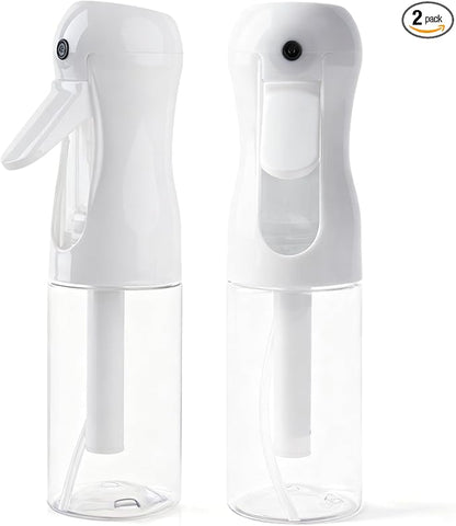 AMOMELA 2Pcs Continuous Spray Bottle For Hair,Ultra Fine Refillable Water Mister for Hair Styling, Plants, Cleaning, Salon, Misting & Skin Care（200ml/6.8oz Clear） (200ML 2PACK)