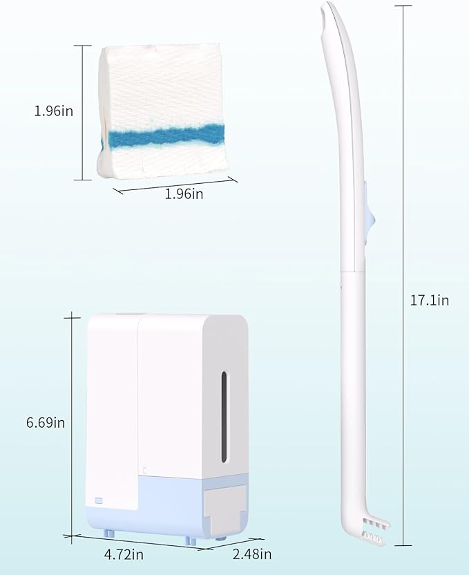 AIR U+ Disposable Toilet Brush Wand for Scrubbing Bubbles Flushable Refills, Wall Mount Toilet Cleaning System with 24 Count Refills + 1 Toilet Wand + 1 Automatic Visual Caddy
