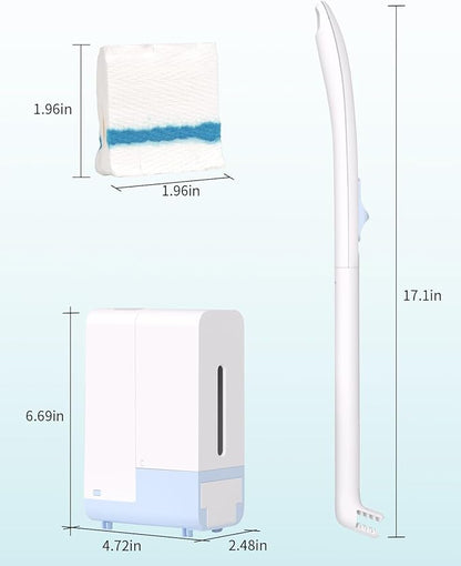 AIR U+ Disposable Toilet Brush Wand for Scrubbing Bubbles Flushable Refills, Wall Mount Toilet Cleaning System with 24 Count Refills + 1 Toilet Wand + 1 Automatic Visual Caddy