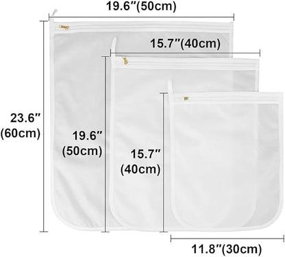 Muka 3 Pcs Mesh Laundry Bag for Delicates, with Metal Zipper, with Hanging Loop-M