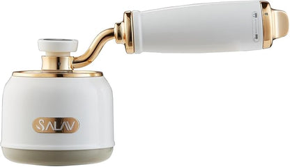SALAV IS-900A Retro Handheld Garment Steamer + Iron, Ceramic Steam Plate, 1000 watts of Steam, Removes Wrinkles on Clothes (Steamer and Iron + Fabric Shaver and Lint Roller, Pearl)