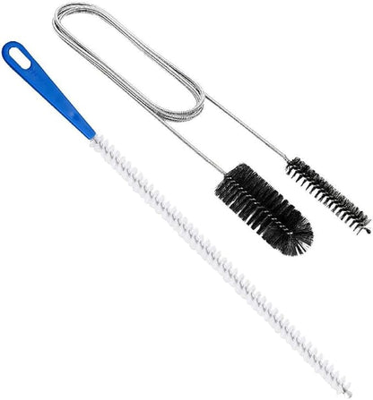 61inch Double Ended Nylon Pipe Cleaner Brush Drain Unblocker Tools with 17inch Sink Unblocker Brush for Plug Hole Sink Hair Clogs Remover Household Cleaning Tool Stainless Brush Nylon Drain