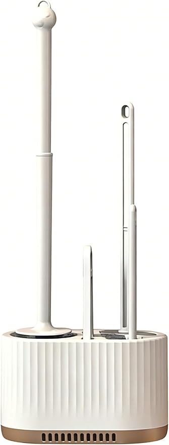 Basaza Toilet Brush and Holder Set Toilet Bowl Cleaning Brush and Holder for Bathroom 4 in 1 White Toilet Bowl Cleaner Brushes & Holders Floor Standing or Wall Mounted