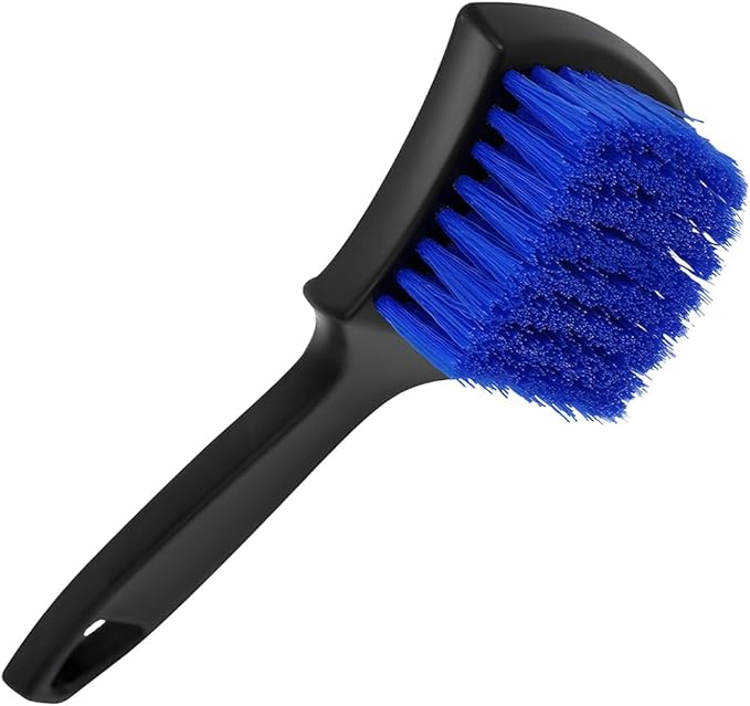Car Carpet Cleaning Brush, Stiff Bristles Vehicle Wheel Hub Rims Wash Brush with Short Handle, Automotive Detailing Tire Cleaner, Universal for SUV Automobile Truck (Blue)