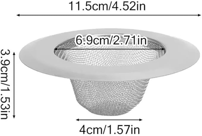 4Pcs Sink Drain Strainer, Stainless Steel Mesh Drain Filter, 4.52 Inch Wide Rim, Food Debris Collection (4, 4.52 Inch)