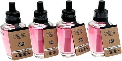 Bath & Body Works IN THE STARS Wallflowers Refills 4-Pack – Gift Set with 30-Inch Metallic Gold & Silver Striped Ribbon Bow for Holidays – 0.8 fl oz Each