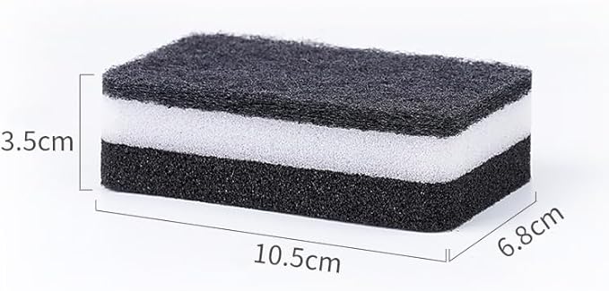 5 Pcs Heavy Duty Scrub Sponges,Dual-Sided Dishwashing Sponge for Kitchen,Multi-Use Deep Cleaning Scrub Sponge (Black White)